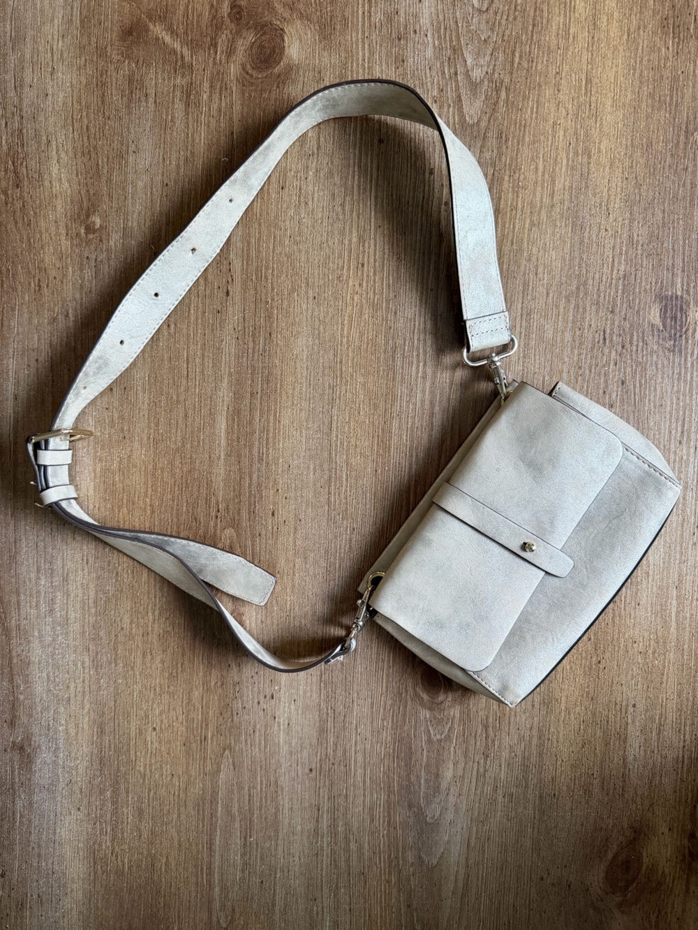 GAP Cream Suede Crossbody with Front Flap